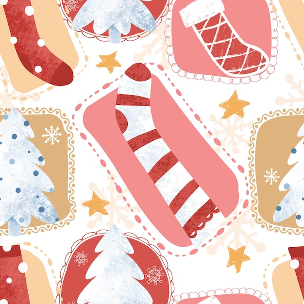 Winter and Christmas Themed Seamless Pattern