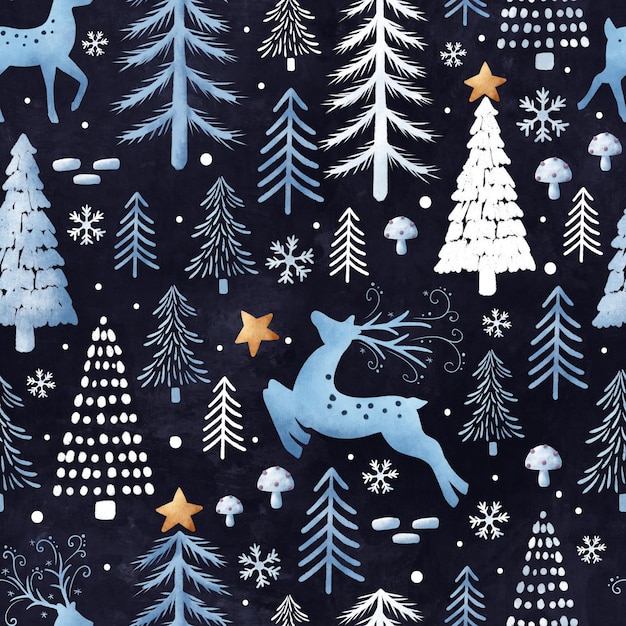 Photo winter and christmas themed seamless pattern