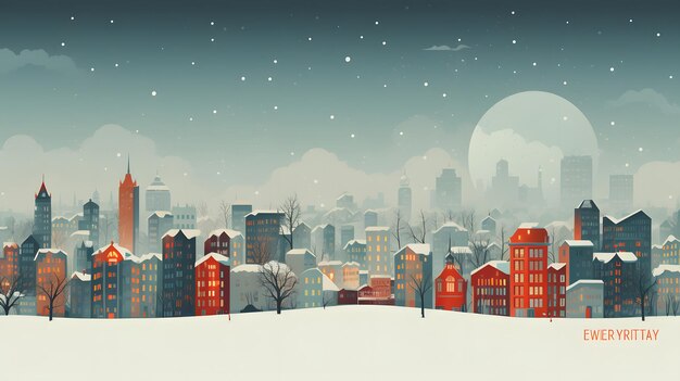 winter city background copy space for text