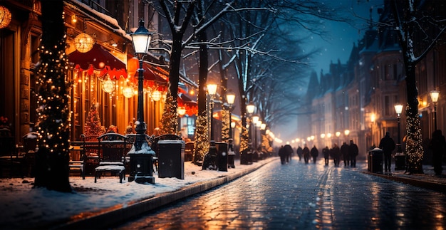 Winter city New York New Year USA Christmas holidays AI generated image