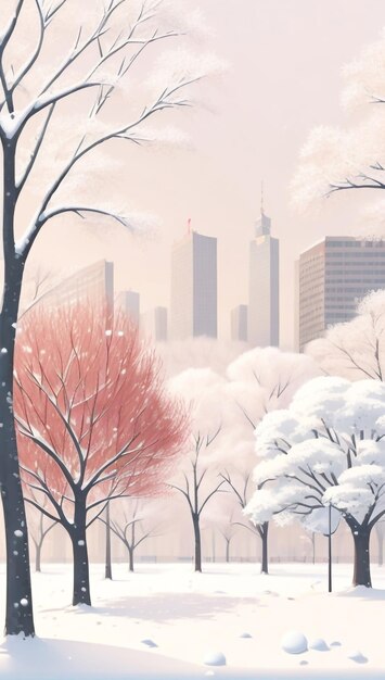 Winter City Park bij Snowfall-illustratie