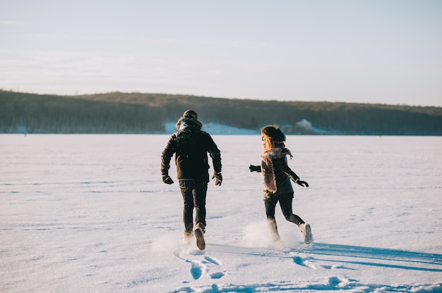 Photo winter couple in love