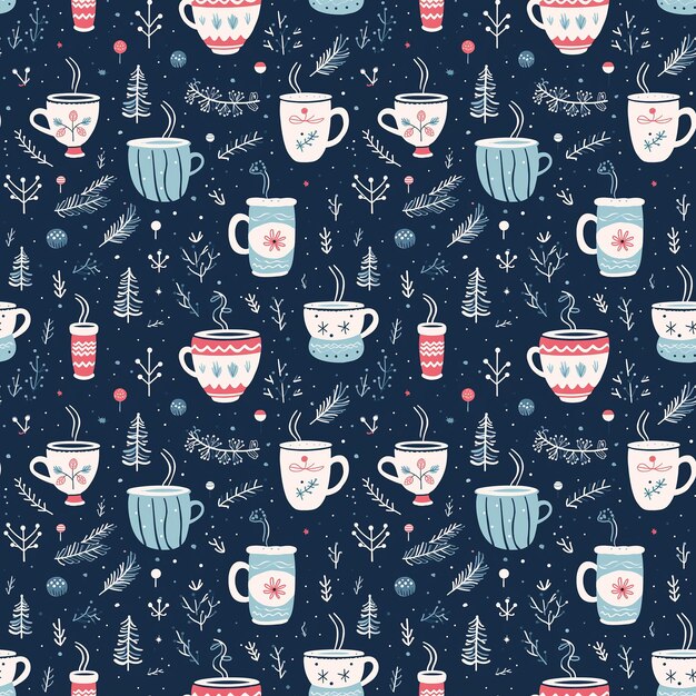 Photo winter cozy background seamless pattern