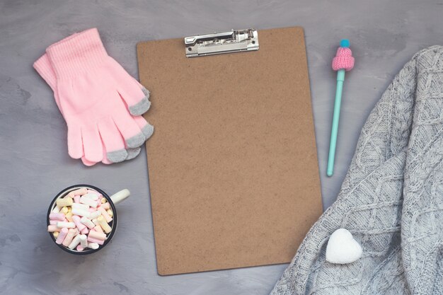 Winter cozy clipping board mockup 