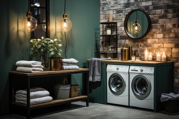 Premium AI Image | winter decoration for laundry room ...