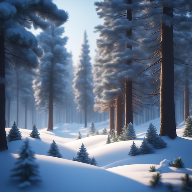 Foto winter donker bos besneeuwde landschap met sparren winter achtergrond