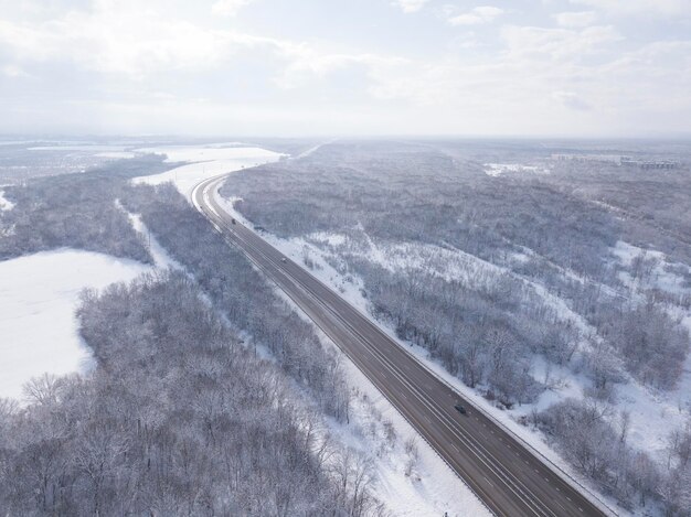 Winter Driving - commuter traffic on a highway - expressway