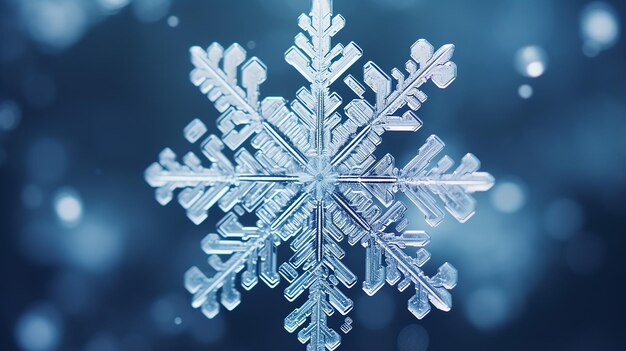 winter en kerst achtergrond met extreme close-up van natuurlijke sneeuwvlokken
