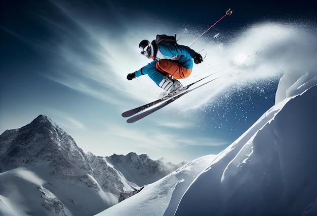 Winter Extreme atleet Sport skischans op berg Genereer Ai