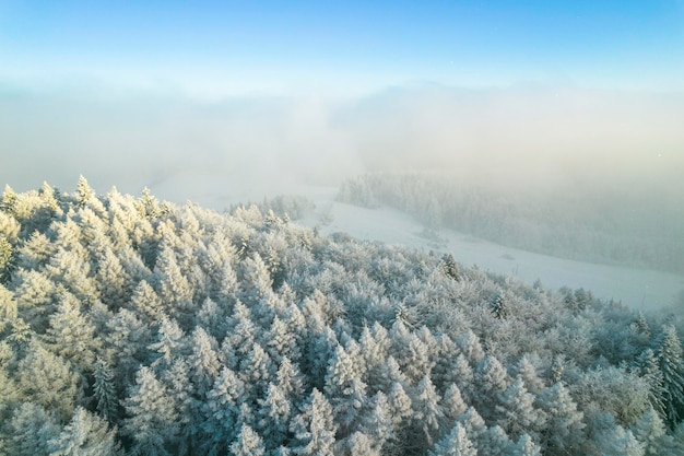 Winter Fairytale Landscape Aerial Drone View