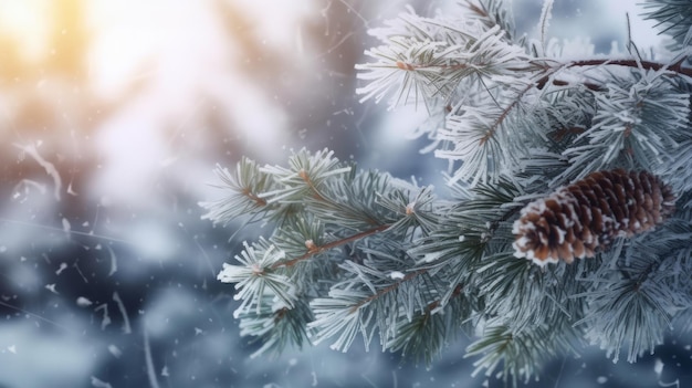 Winter fir in snow Illustration AI GenerativexA