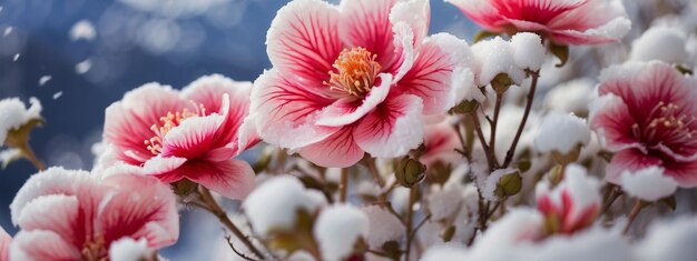 winter flowers against a backdrop of pristine snow showcase the delicate petals and vibrant colors t