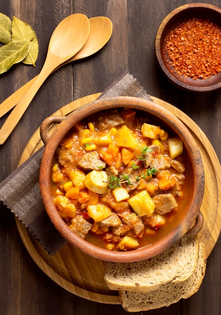 Winter food stew in bowl