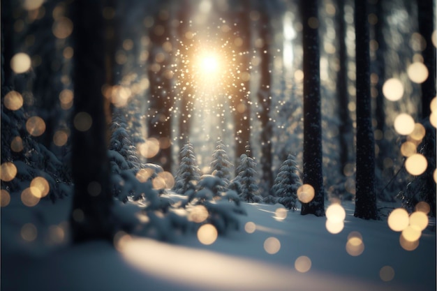 写真 冬の森の背景