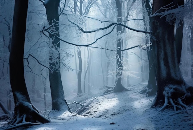 冬の森の雪の風景