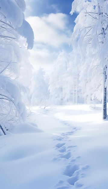 冬の森 冬の風景 雪に覆われた森の木