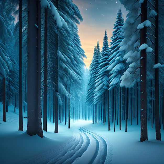 Winter Forest with Trees