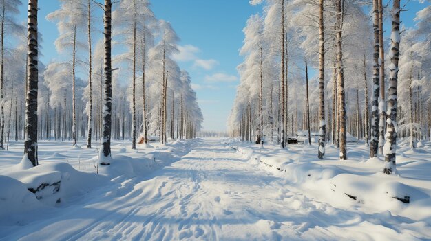 winter forest with treesHD 8K wallpaper Stock Photographic Image