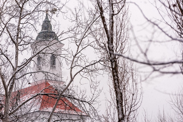 Winter Franciscaanse kerk in Vac