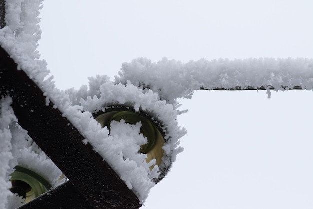 Winter frost Energy industry of Ukraine highvoltage power lines in ice