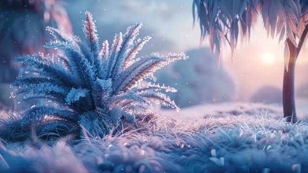 Winter hoarfrost scene Generative AI