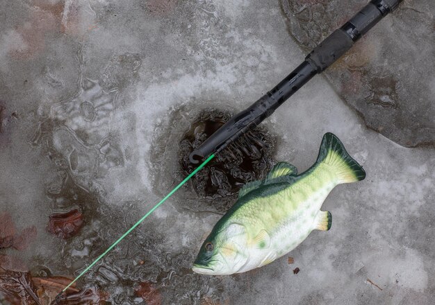 釣りのための氷の冬の穴