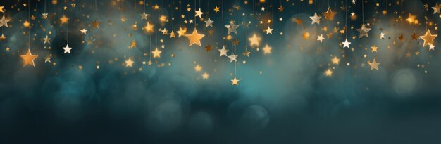 Winter holiday blue background with golden stars