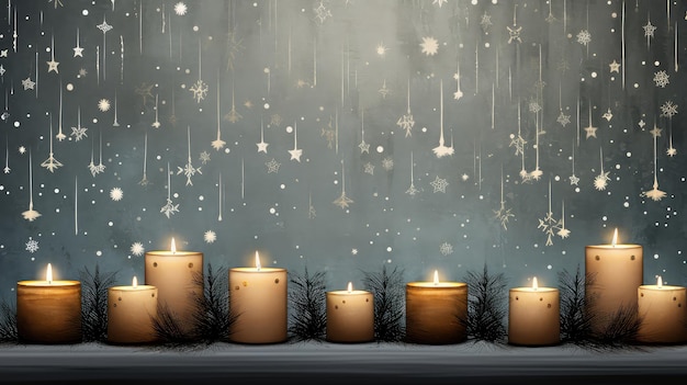 Winter holiday pattern scenic candlelit