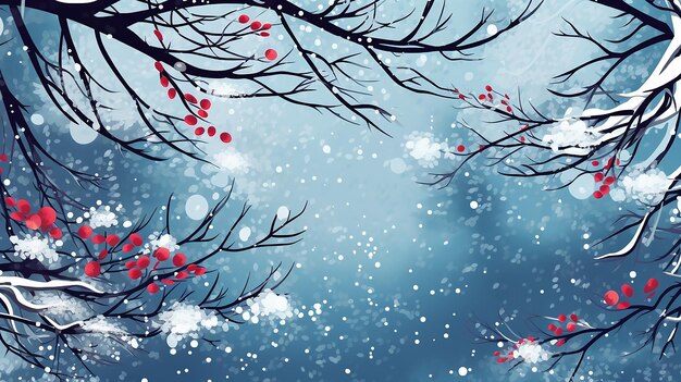 Winter holidays or Christmas background with branches Generative AI