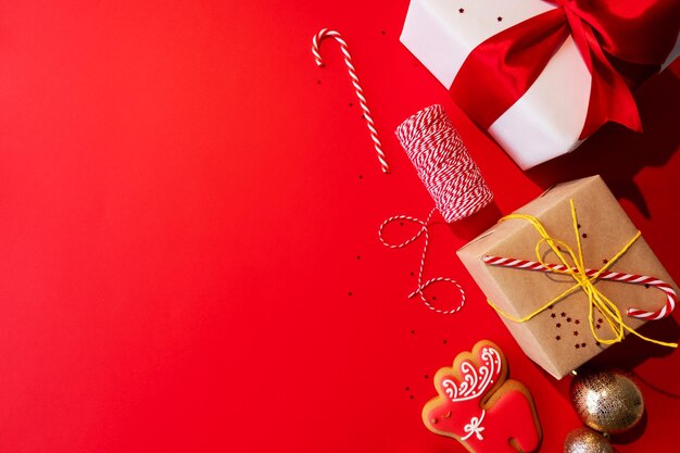겨울 휴가 크리스마스 배경 선물 상자 사슴 빨간색