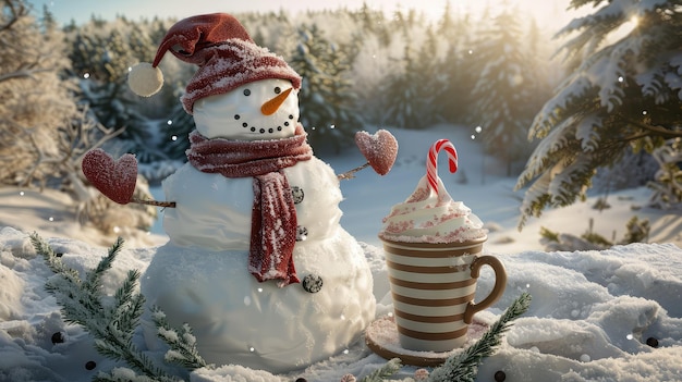 Winter hot chocolate snowman