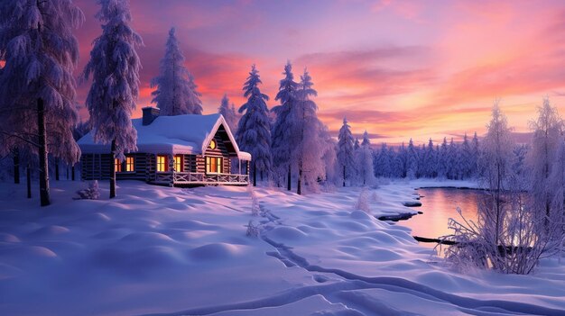 winter house high definitionhd photographic creative image