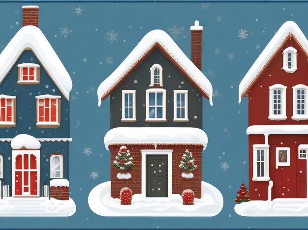 Photo winter house vector image of the red brick christmas charm