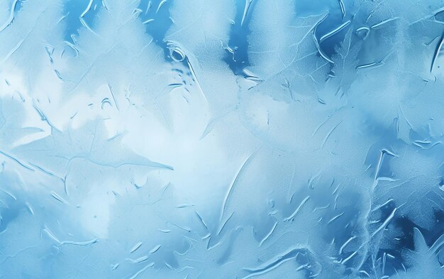 Winter Ice CloseUp Blue Frost Background with Snow