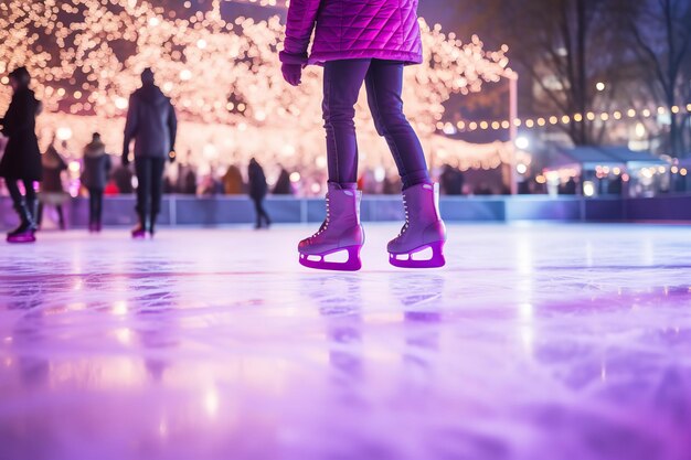 Winter Ice Skating at a Festive Christmas Rink