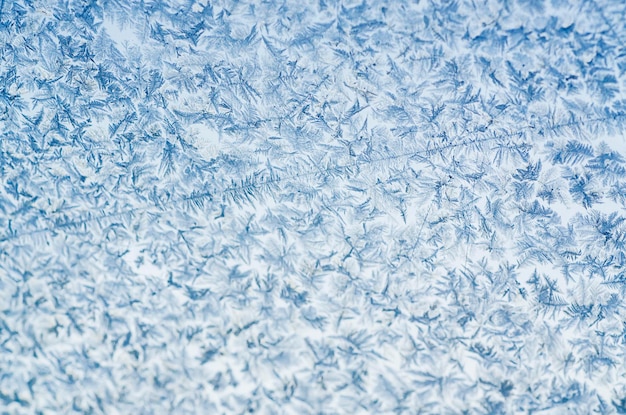 Reticolo blu ghiacciato di inverno con il fondo stagionale di festa dei fiocchi di neve