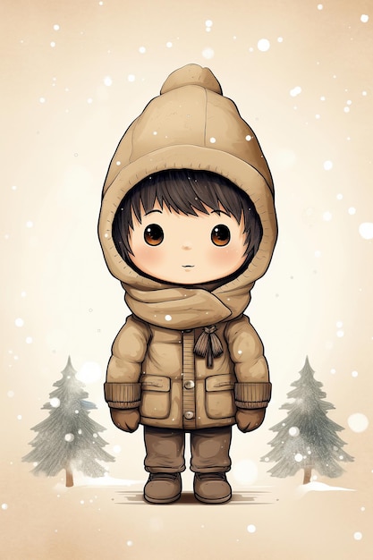 겨울 그림 chibi 스타일