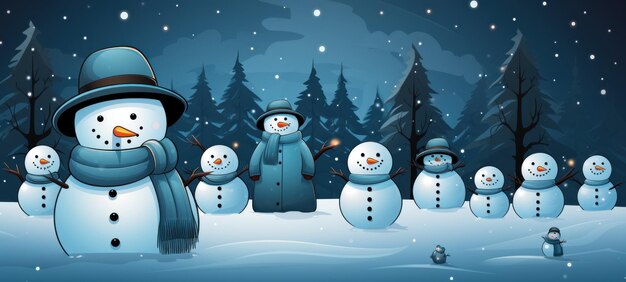 Photo winter illustration with snowman