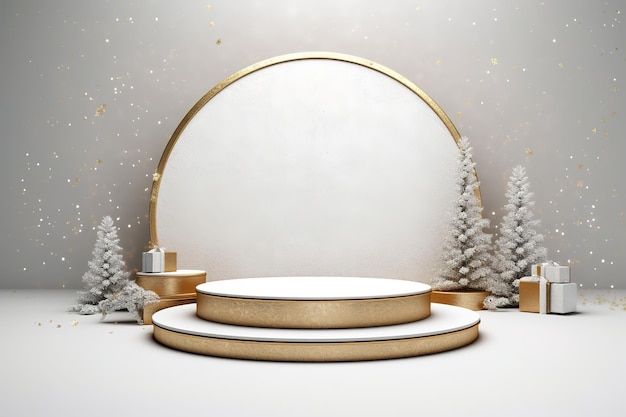 Winter kerst podium mockup