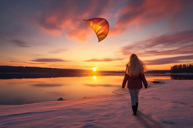 Winter Kite Flying Colorful Skies