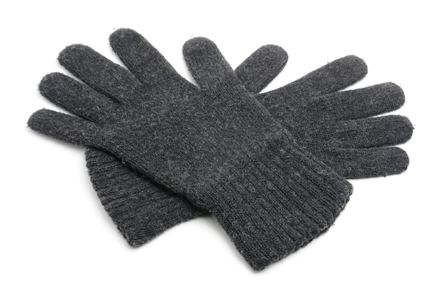 Winter knitted woolen gloves isolated