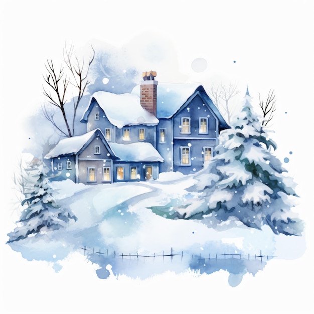 Winter kunst aquarel clipart geïsoleerd op een witte achtergrond