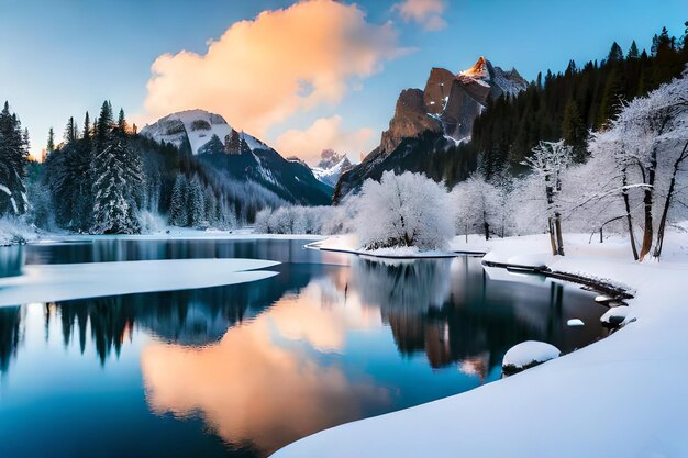 winter lake landscape