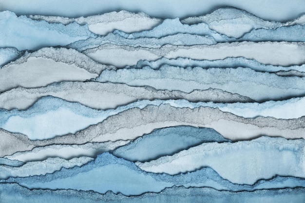 Winter landscape Abstract texture background Layers of watercolor painted paper Torn edges