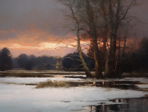 A winter landscape art