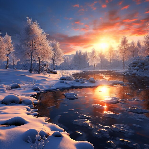 winter landscape beautiful twilight