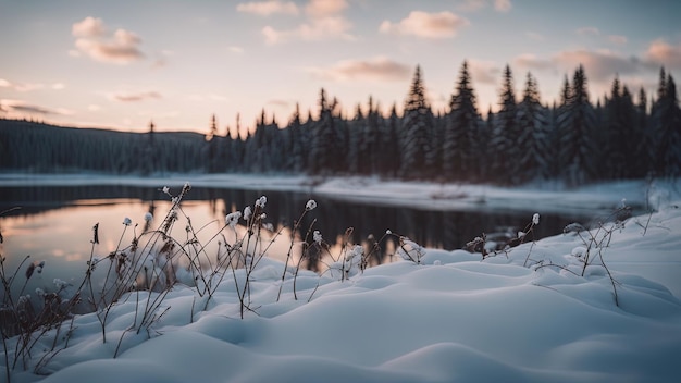 Winter landscape calm weather forest in the snow calmness and tranquility