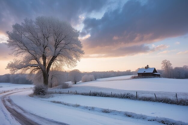 Winter landscape in the countryside