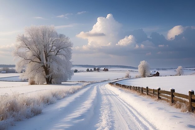 Зимний пейзаж в сельской местности
