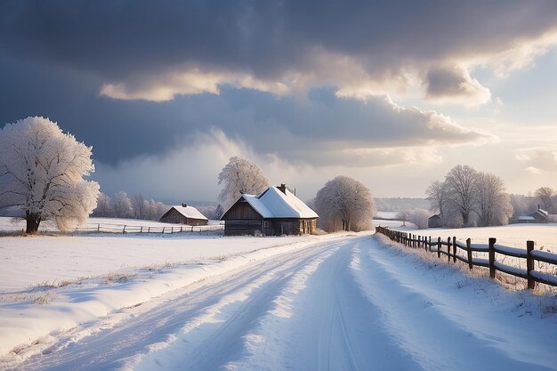 Winter landscape in the countryside